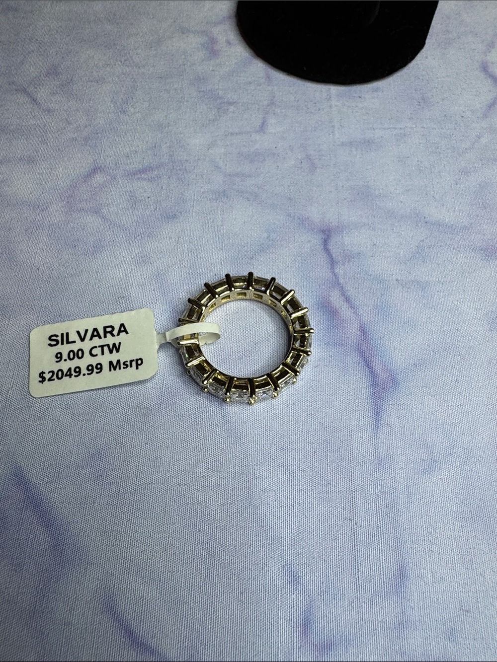 9.00 CTW 925 Silver Moissanite Eternity Ring - Gold Tone - Picture 3 of 4